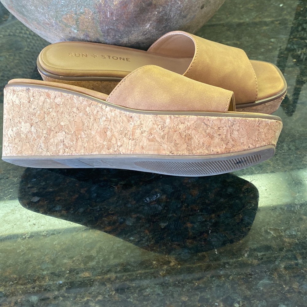 Sun * Stone comfy wedges . Like new